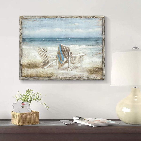 Rosecliff Heights Abstract Seascape Wall Art Beach Chair On Sand Ha
